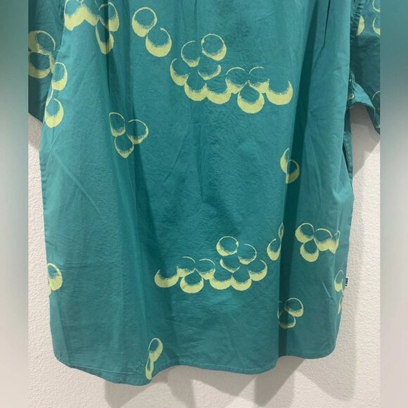 Obey 100% Organic Cotton Bubble Mens Turquoise Teal Blue Button Up Shirt L - Picture 9 of 11